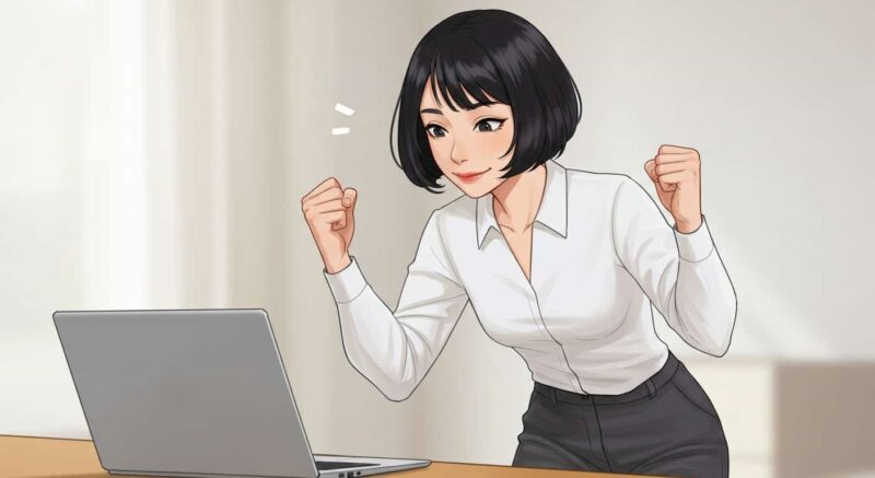 成功を喜ぶ女性